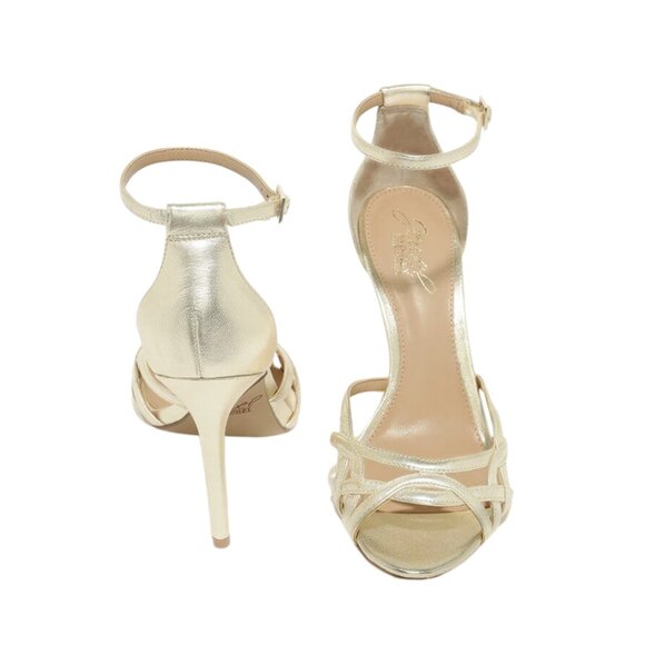 COPY - Jewel by Badgley Mischka Haskell II Gold Ankle Strap Heels – Size 8 - Picture 1 of 5